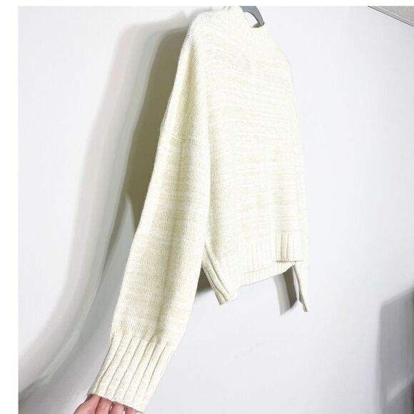 NSR Mock Neck Sweater Large Long Sleeve Cream Gold Sparkle Thread CT10514 New - Picture 7 of 8